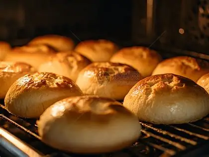 Bread rolls in oven
